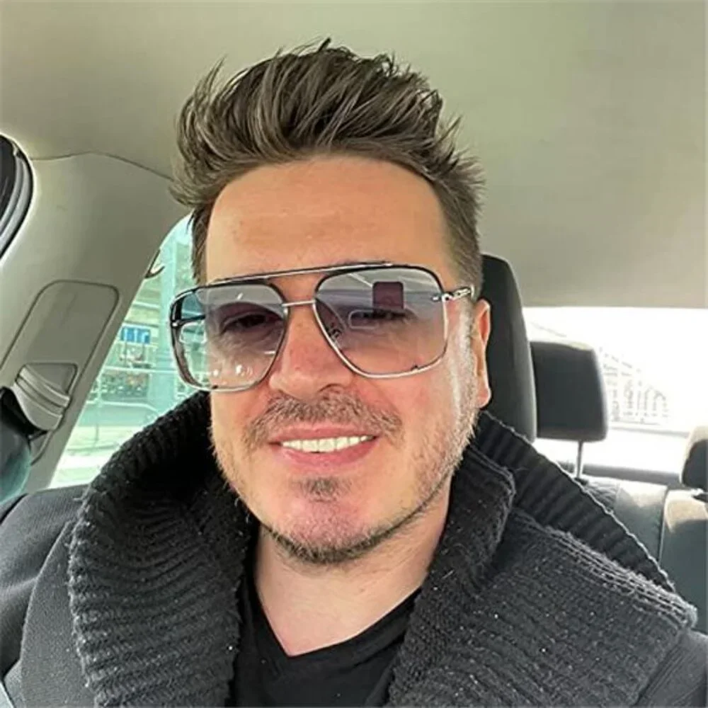 Fashion Oversized Square Aviator Gradient Sunglasses For Men Vintage